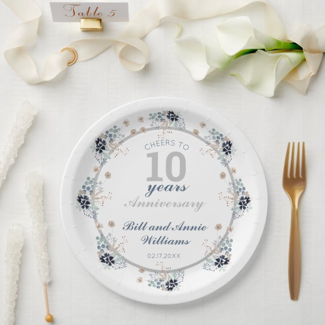 Assiettes En Carton 10e anniversaire de Mariage encourage à 10 ans de  (Mariage)