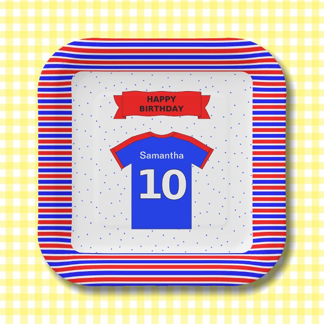 Assiettes En Carton 10ème anniversaire filles garçons ajouter nom carr (Créateur téléchargé)