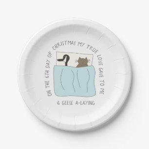 Assiettes En Carton 12 Jours de Catmas 6 oies à pondre Noël