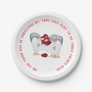 Assiettes En Carton 12 jours de Noël 3 poules françaises
