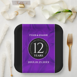 Assiettes En Carton 12ème anniversaire de la Mariage de soie