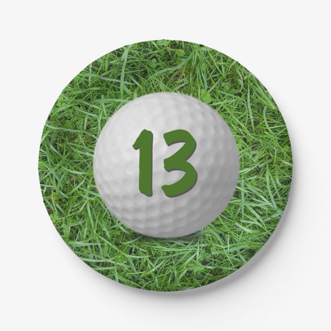 Assiettes En Carton 13e anniversaire Golf Ball on Grass Napkins (Devant)