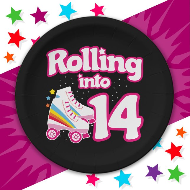 Assiettes En Carton 14e anniversaire Roller Patinage 14 ans (Créateur téléchargé)