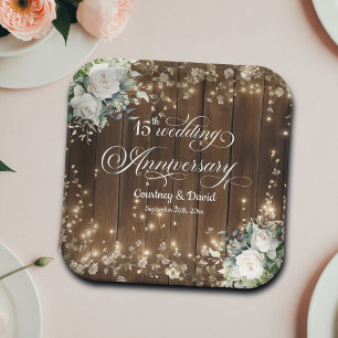 Assiettes En Carton 15e anniversaire du Mariage Lumières à cordes rust