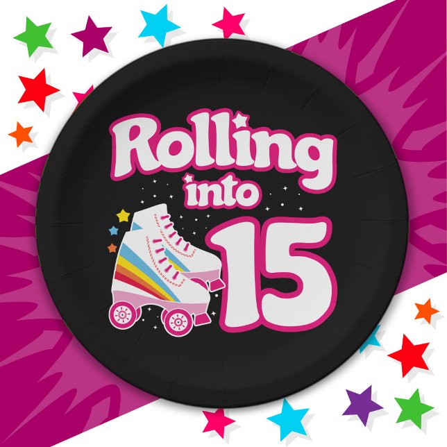 Assiettes En Carton 15e anniversaire Roller Patinage 15 ans (Créateur téléchargé)