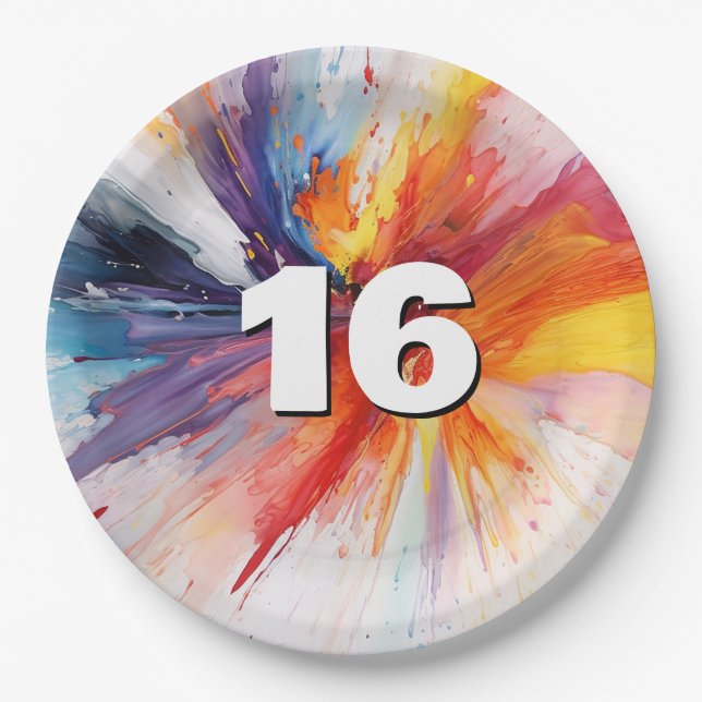Assiettes En Carton 16e anniversaire de la peinture (Devant)