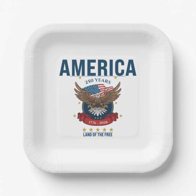 Assiettes En Carton 1776 2026 | Drapeau aigle chauve patriotique Améri (Recto)