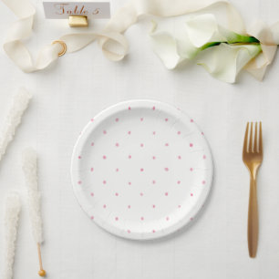 Assiettes en carton 17,8 cm - Points roses