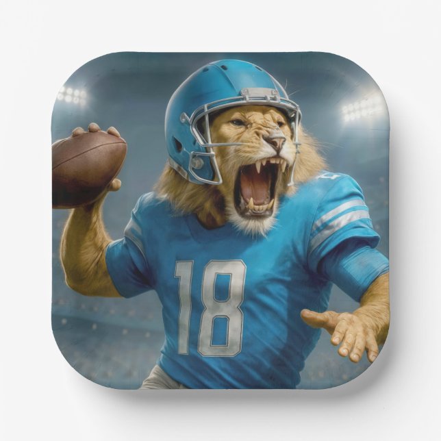 Assiettes En Carton #18 Joueur de football Lion (Recto)