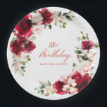 Assiettes En Carton 18e anniversaire fête rouge rose floral papier per<br><div class="desc">De jolies roses rouges et des pivoines roses rousses ornent cette plaque de papier sur mesure de 18e anniversaire. Deux belles compositions florales décorent deux côtés. Élégante calligraphie épelle le 18ème anniversaire, Le nom du célébrant de l'anniversaire est ci-dessous. Cet article fait partie de la collection Red Rose and Pink...</div>