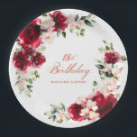 Assiettes En Carton 18e anniversaire fête rouge rose floral papier per<br><div class="desc">De jolies roses rouges et des pivoines roses rousses ornent cette plaque de papier sur mesure de 18e anniversaire. Deux belles compositions florales décorent deux côtés. Élégante calligraphie épelle le 18ème anniversaire, Le nom du célébrant de l'anniversaire est ci-dessous. Cet article fait partie de la collection Red Rose and Pink...</div>