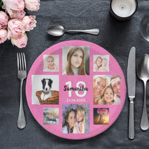 Assiettes En Carton 18e anniversaire photo collage parties scintillant