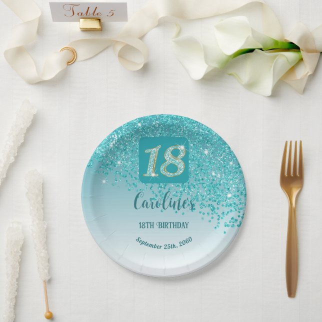 Assiettes En Carton 18e anniversaire Tomber Parties scintillant bleue  (Mariage)