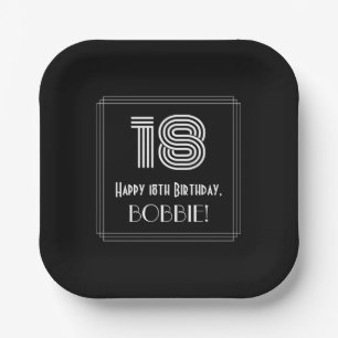 Assiettes En Carton 18e Birthday — Art Deco Inspecred Look "18" + no