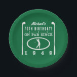 Assiettes En Carton 1949 70e Birthday<br><div class="desc">Cette drôle de serviette de 70ème anniversaire pour les hommes qui aiment le golf dit "à parité depuis 1949" ! Le cadeau parfait au-dessus de la colline de bâton d'anniversaire pour les papas,  frères,  oncles,  patrons ou toute personne qui aime le golf!</div>