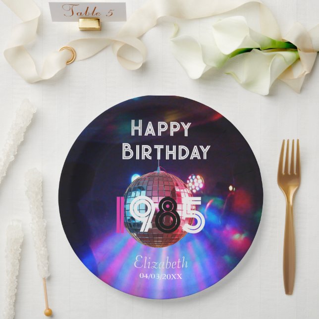 Assiettes En Carton 1985 Disco Ball 40th Birthday Party Invitation (Mariage)