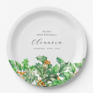 Assiettes En Carton 19e anniversaire Décembre Fleur de naissance Holly