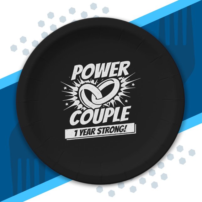 Assiettes En Carton 1er anniversaire Couples mariés 1 an fort (Créateur téléchargé)