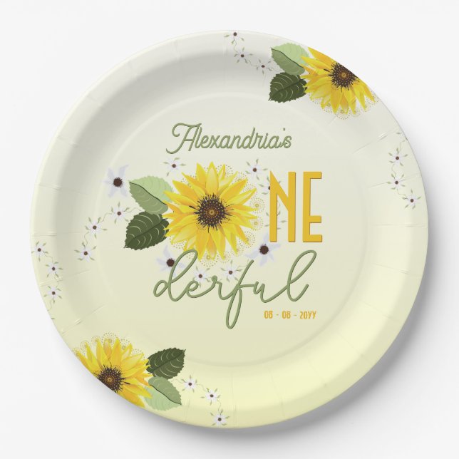 Assiettes En Carton 1er anniversaire de tournesol (Devant)