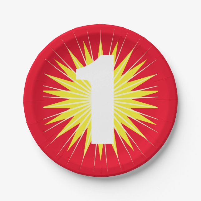 Assiettes En Carton 1er anniversaire inoubliable (Devant)