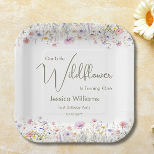 Assiettes En Carton 1er anniversaire Notre petit Fleur sauvage qui tou