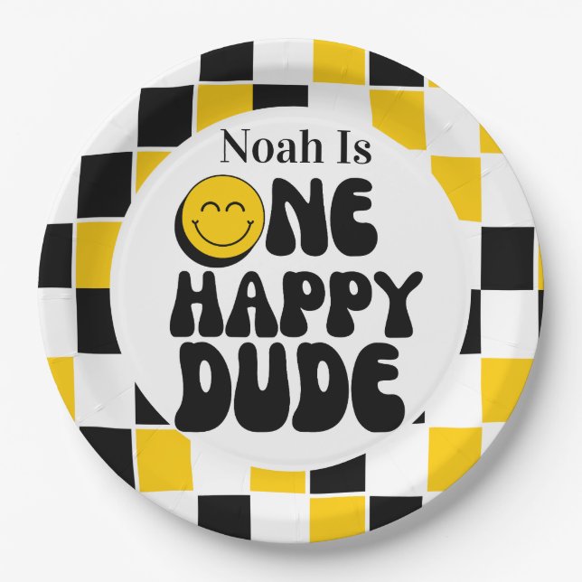 Assiettes En Carton 1er Anniversaire Un joyeux Dude Anniversaire (Devant)