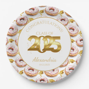 Assiettes En Carton 2025 Donuts and Degrees Gold Graduation