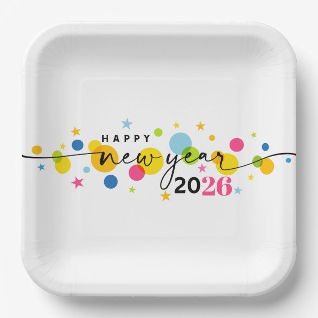 Assiettes En Carton 2026 Happy New Year  (Recto)