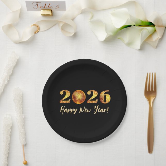 Assiettes En Carton 2026 Happy New Year (Mariage)