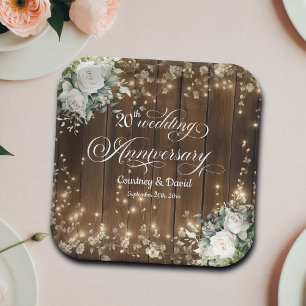 Assiettes En Carton 20e anniversaire de Mariage Lumières à cordes rust