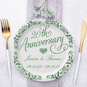 Assiettes En Carton 20e anniversaire du Mariage Emerald Plaques papier