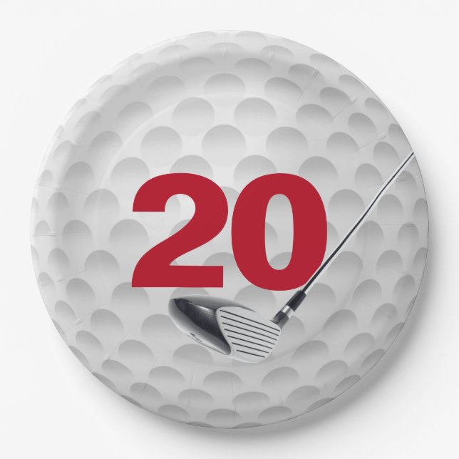 Assiettes En Carton 20e anniversaire Golf Ball Design Plaque en papier (Devant)