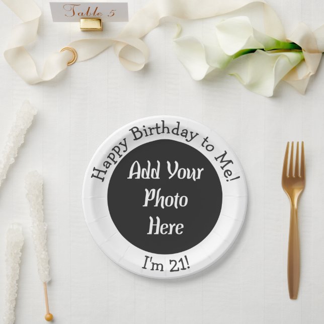Assiettes En Carton 21e anniversaire Ajouter photo Plaque papier perso (Mariage)