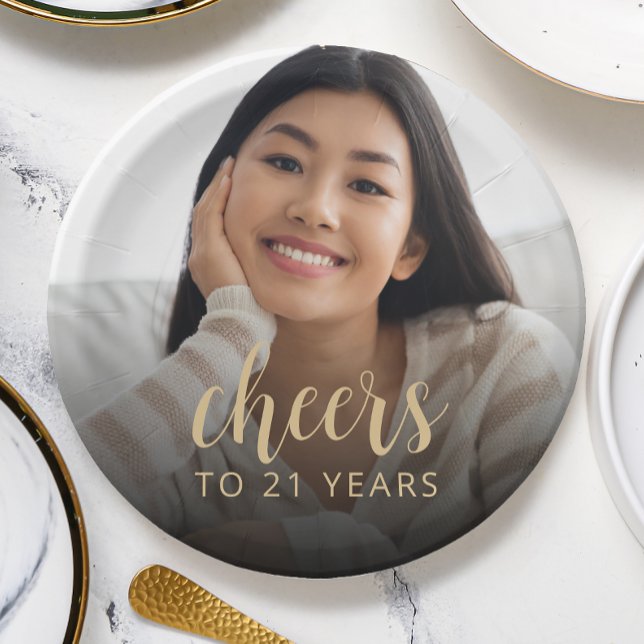 Assiettes En Carton 21e anniversaire fête Photo Cheers (Créateur téléchargé)