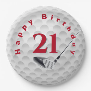 Assiettes En Carton 21e Anniversaire Golf Ball Design Plaque papier