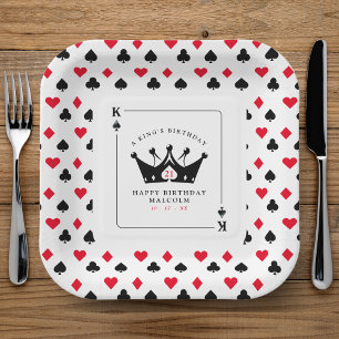 Assiettes En Carton 21e anniversaire King of Spades Casino Motif