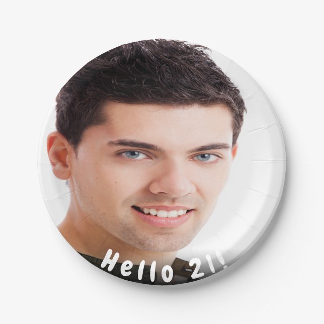 Assiettes En Carton 21e anniversaire photo bonjour 21 gars (Devant)