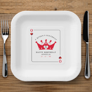 Assiettes En Carton 21e anniversaire Queen of Hearts Casino Poker Card