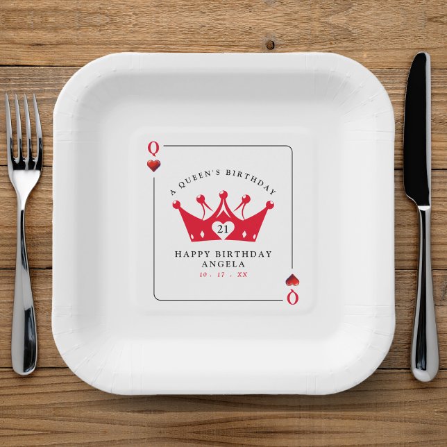 Assiettes En Carton 21e anniversaire Queen of Hearts Casino Poker Card (21st Birthday Queen of Hearts Casino Poker Card Paper Plates
)