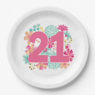 Assiettes En Carton 21ème fête d'anniversaire d'anniversaire du num