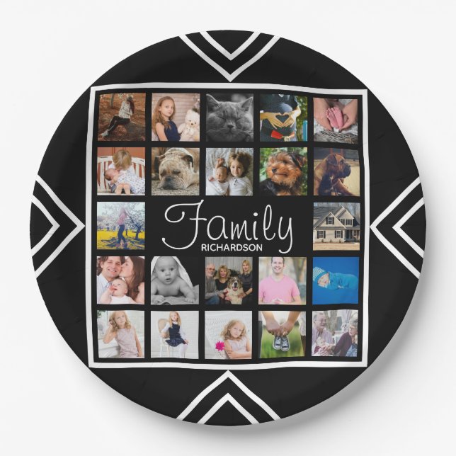 Assiettes En Carton 22 Family Photo Collage & Nom