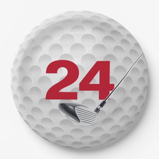 Assiettes En Carton 24e anniversaire Golf Ball Design Plaque en papier (Devant)