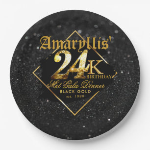 Assiettes En Carton 24K Parties scintillant noire et or Elégant annive