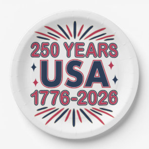 Assiettes En Carton 250 ans États-Unis   1776–2026 Semiquincentenaire