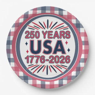 Assiettes En Carton 250 ans USA   Semiquinentenaire 1776-2026