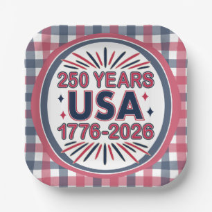 Assiettes En Carton 250 ans USA   Semiquinentenaire 1776-2026