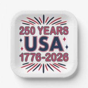 Assiettes En Carton 250 ans USA Semiquinentenaire 1776-2026