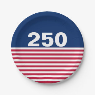 Assiettes En Carton 250 Rouge Blanc et Bleu Anniversaire USA