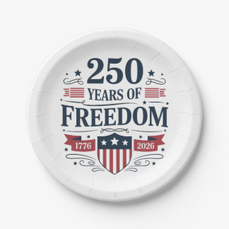 Assiettes En Carton 250 Years Of Freedom 1776 2026 250th 4th Of July