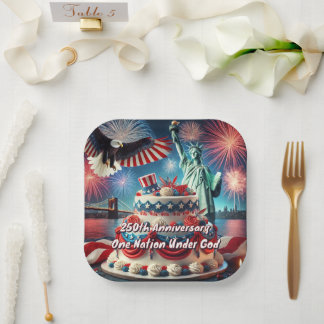 Assiettes En Carton 250e anniversaire du patriotique, USA Anniversaire